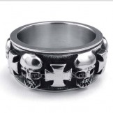 Titanium Round Cross Skull Ring