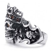 Titanium Imperial Crown Skull Ring with Red Zircon