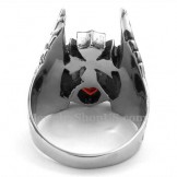 Titanium Cross Feather Ring with Red Zircon
