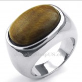 Mens Fashion Titanium Ring with Ornamental Stone