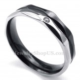  Black Titanium Couples Ring with White Zircon 