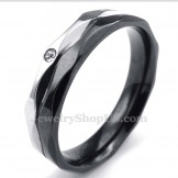  Black Titanium Couples Ring with White Zircon 