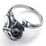 Titanium Paw Ring with Black Zircon