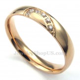 Gold Titanium Heart Ring with White Zircon