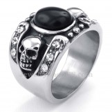 Titanium Agate Inlaid Skull Ring