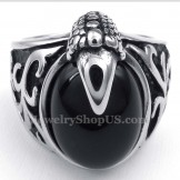 Titanium Black Agate Inlaid Ring
