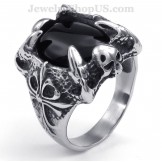 Titanium Black Agate Inlaid Ring