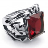 Titanium Ring with Red Ornamental Stone