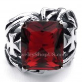 Titanium Ring with Red Ornamental Stone