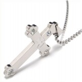 Cool Man Sliver Cross Titanium Steel Necklace Gift