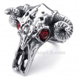 Titanium Cow head Ring with Red Eyes