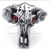 Titanium Cow head Ring with Red Eyes