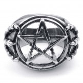 Titanium Hollow Five-pointed Star Ring