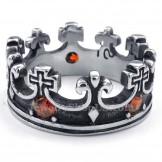 Titanium Imperial Crown Ring with Red Zircon