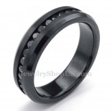 Black Titanium Ring with Rhinestone