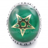Gold Five-pointed Star Titanium Green Ring