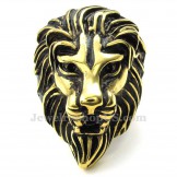 Gold Titanium Lion Head Ring