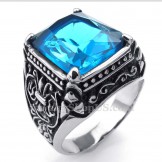 Blue Zircon Titanium Ring