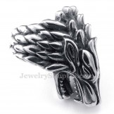 Titanium Wolf Head Ring
