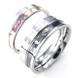 Titanium Lovers Ring with Red Rhinestone