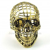 Gold Titanium Hollow Skull Ring