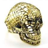 Gold Titanium Hollow Skull Ring
