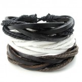 Beautiful Adjustable Hand-made Black Leather Bracelets
