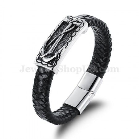 Exquisite Men's Titanium Leather Bracelet C948