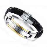 Men's Titanium Leather Cross Bracelet C918