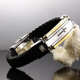 Men's Titanium Leather Cross Bracelet C918