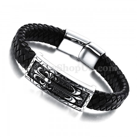 Exquisite Men's Titanium Leather Bracelet C896