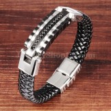 Graceful Men's Titanium Leather Bracelet C993