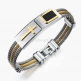 Men's Titanium Gold Cross Bracelet N785