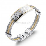 Gold Silver Men's Titanium Cross Bracelet N759