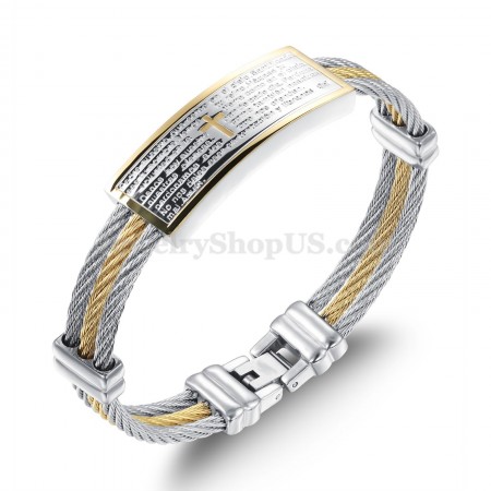 Gold Silver Men's Titanium Cross Bracelet C759