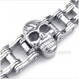 Men's Titanium Bicycle Chain Skull Bracelet