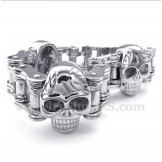 Men's Titanium Bicycle Chain Skull Bracelet