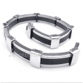 Men's Titanium Greek Meander Pattern Rubber Bracelet