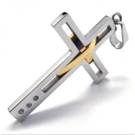 sutra man double cross titanium steel Pendant -New- 17509