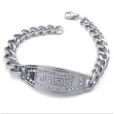 Men's Titanium Diamond Greek Meander Pattern Bracelet