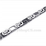 Men's Titanium Greek Meander Pattern Black Bracelet