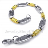 Men's Titanium Gold Cylinder Bracelet