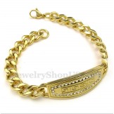 Men's Titanium Gold Diamond Greek Meander Pattern Bracelet