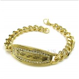 Men's Titanium Gold Diamond Greek Meander Pattern Bracelet