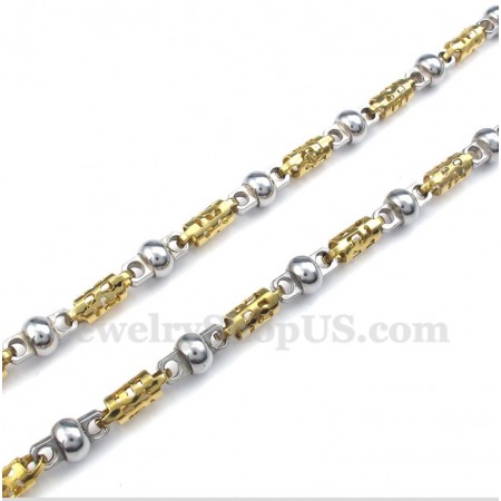 Men's Titanium Gold Hollow Necklace
