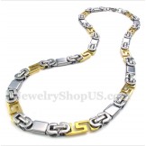 Men's Titanium Gold Greek Meander Pattern Necklace