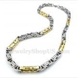 Men's Titanium Gold Cylinder Necklace