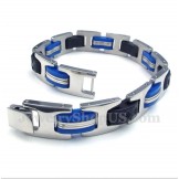 Men's Titanium Blue Black Rubber Bracelet