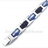 Men's Titanium Blue Black Rubber Bracelet