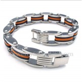 Men's Titanium Orange Black Rubber Bracelet